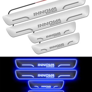 Carzex Car Door Foot Step Led Sill Plate Toyota Innova Crysta (Set of 4 PCS, Blue)