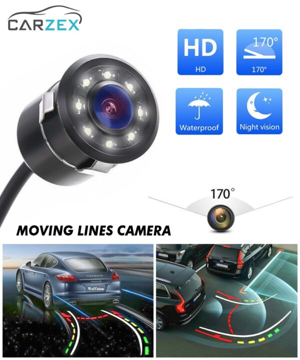 Rearview Camera Vehicle Backup Camera Waterproof Hidden Mini Camera Vehicle Cameras Back Safety Parking Assist Line 8 LED Night Vision Lights Wide-Angle 170 Degrees 