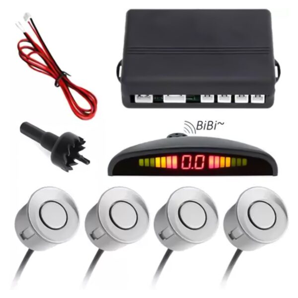 Buy Carzex Silver Electro Reverse Parking Sensor with LED Display+Buzzer Alert for Cars